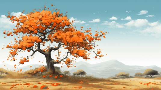秋日红叶落叶树木唯美背景9
