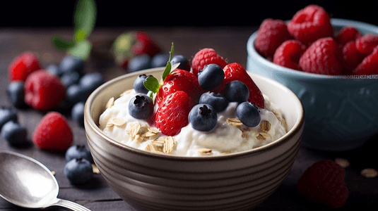 水果酸奶燕麦美食食物早餐减肥减脂餐代餐