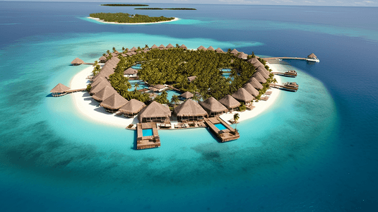 俯拍马尔代夫海岛度假大海旅游旅行海滩