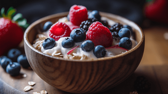 水果酸奶燕麦早餐减肥减脂餐代餐美食食物