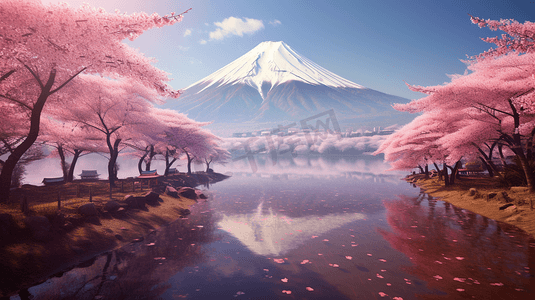 优美壮丽的富士山风景