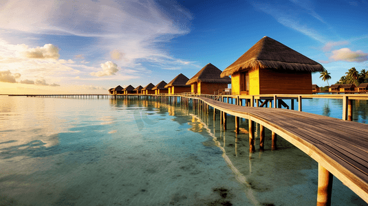 研学旅行字体摄影照片_马尔代夫海岛度假大海旅游旅行水屋