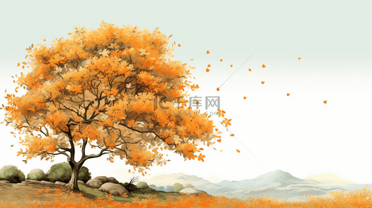 秋季红叶背景图片_秋日红叶落叶树木唯美背景2