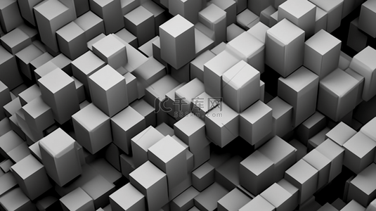 抽象三维立方体背景图片_灰色三维几何现代背景