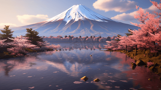 优美壮丽的富士山风景