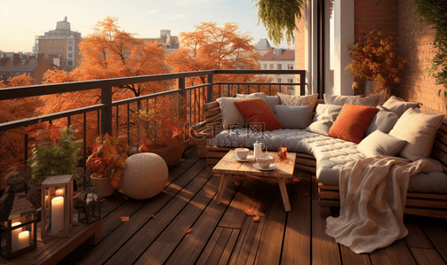秋季阳台景观设计舒适秋天风景