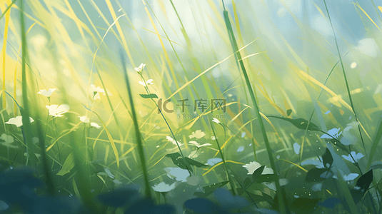 梦幻绿色光影叶子草丛清澈透亮背景12