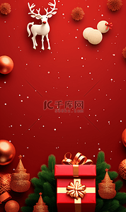 圣诞节海报鹿角背景图片_圣诞节红色喜庆节日背景