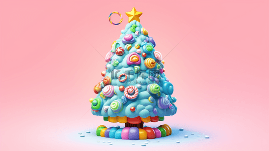 圣诞节圣诞卡通背景3D立体圣诞树