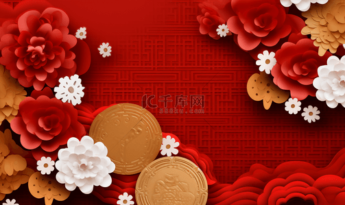 中国风红色喜庆节日背景立体