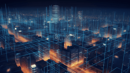 3D立体城市光效建筑背景2