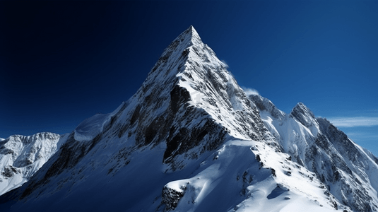 蓝天下白雪覆盖的大山