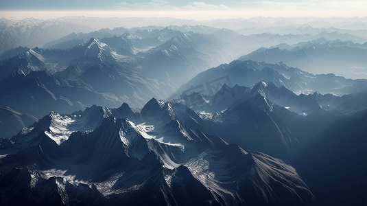 俯瞰山脉摄影照片_从飞机上俯瞰山脉的景色