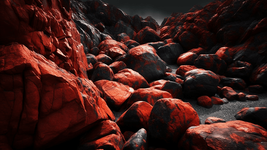 一张岩石构造的红黑相片