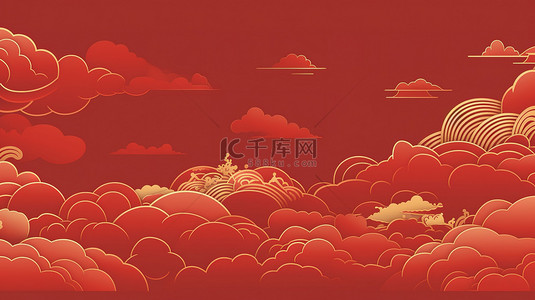 春节大气中国红背景图片_金色祥云不同形状的红色背景9