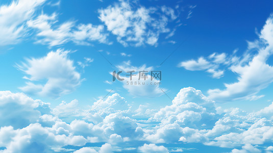 蓝色天空背景图片_蓝色天空与蓬松云层天空背景15