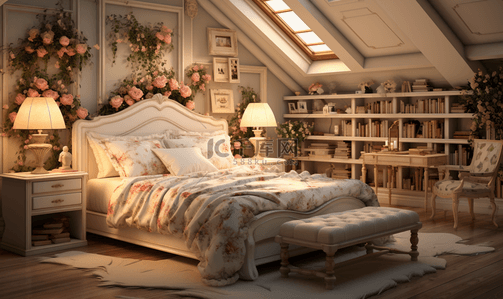 欧式卧室背景图片_欧式温馨田园风卧室设计