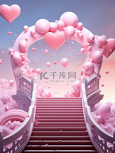 七夕情人节拱桥彩带喜鹊心形平台15