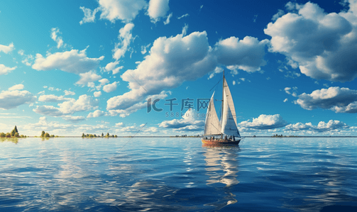机动车行驶标志背景图片_清新励志蓝色海洋行驶帆船风景