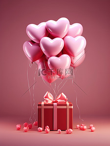 520气球背景背景图片_气球心形礼品盒情人节概念背景14