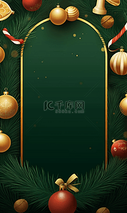 促销带背景图片_绿色圣诞节带边框海报背景