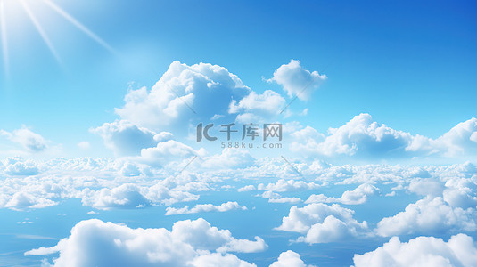 唯美蓝天白云背景背景图片_蓝色天空与蓬松云层天空背景16
