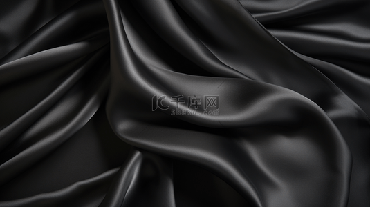 黑色丝绸背景图片_黑色豪华织物背景，带有副本空间。