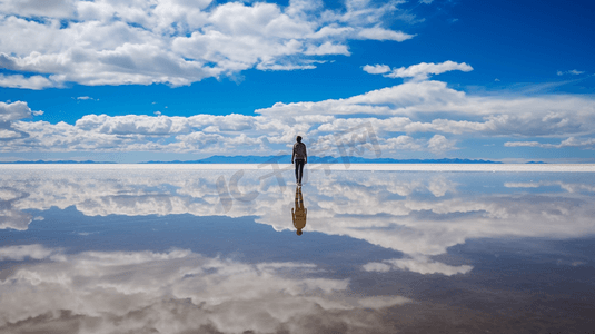 柯柯盐湖摄影照片_天空之镜盐湖美景