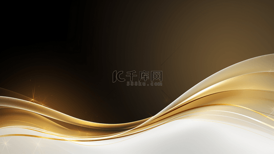 奢华质感金背景图片_白色和棕色的豪华背景，配有金色曲线装饰和闪光效果元素。