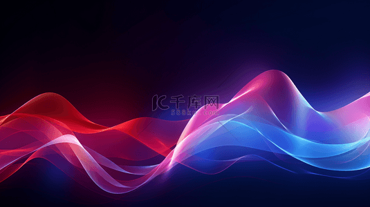 动态声波背景图片_蓝色波浪背景带有曲线波浪。