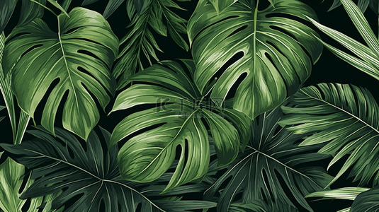 森林背景图片_热带叶边框，白色背景隔离。