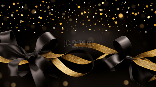 黄色节日背景背景图片_一堆金色绸带