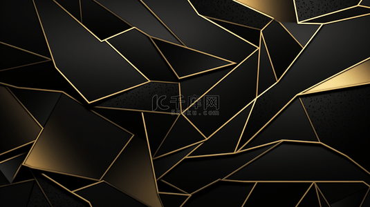 金色典雅背景图片_黑金色背景的抽象几何形态豪华设计壁纸，真实的金属质感，典雅的未来感，有光泽的质感覆盖层，布局模板。