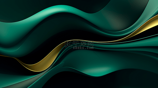 矢量绿色波浪背景图片_豪华现代3D背景渐变抽象绿色风格设计