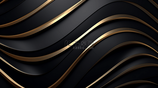 豪华墙纸背景图片_黑金色背景的抽象几何形态豪华设计壁纸，真实的金属质感，典雅的未来感，有光泽的质感覆盖层，布局模板。