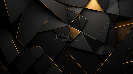 抽象的黑色维度层，带有金色线条。