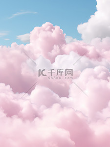天空蓬松淡粉色棉花糖云背景2