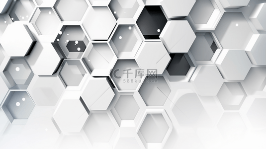灰色几何封面背景图片_抽象的白色和灰色几何六边形。