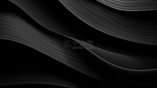 深色简单背景图片_半圆形弯曲光滑线条3D模糊效果深灰色抽象背景。