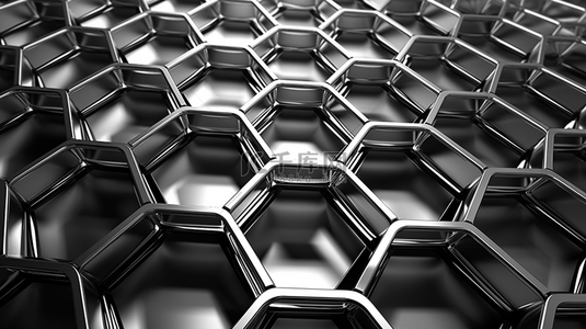 圆形铁网背景图片_金属抽象形状重叠层在六边形图案上。