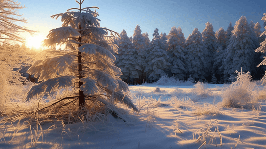 树挂摄影照片_冬日树挂雪景摄影
