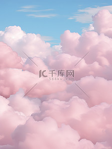 天空蓬松淡粉色棉花糖云背景19