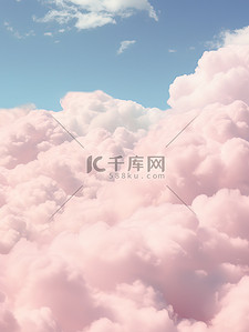 天空蓬松淡粉色棉花糖云背景3