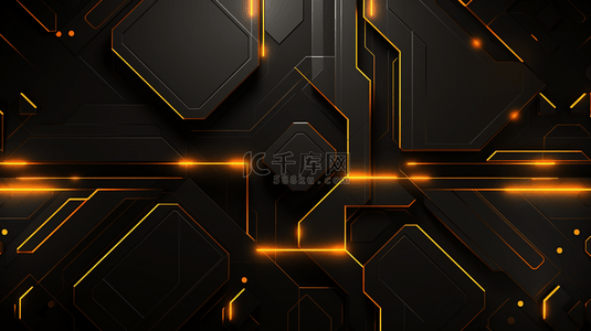 抽象橙色背景图片_未来主义穿孔技术抽象背景，黄色荧光线矢量横幅设计。