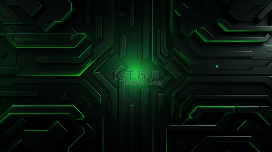 绿色模板设计背景图片_黑色和绿色未来主义游戏背景。