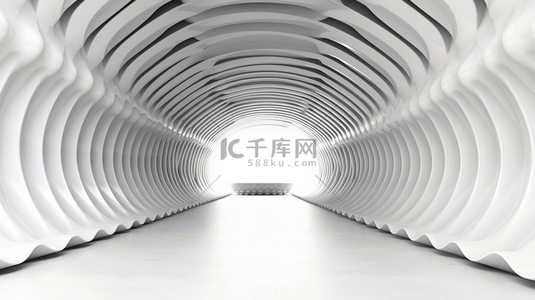 抽象白色建筑背景。3D渲染。现代几何墙纸。未来科技设计。