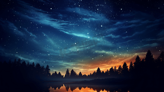 夜晚繁星星河美景