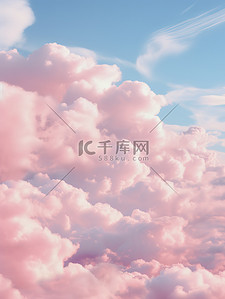 棉花糖背景图片_天空蓬松淡粉色棉花糖云背景13