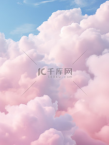 天空蓬松淡粉色棉花糖云背景10