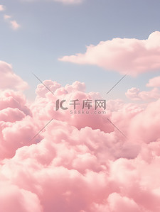 天空蓬松淡粉色棉花糖云背景1
